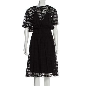 Moschino pleated logo accents dress 10 L Rare